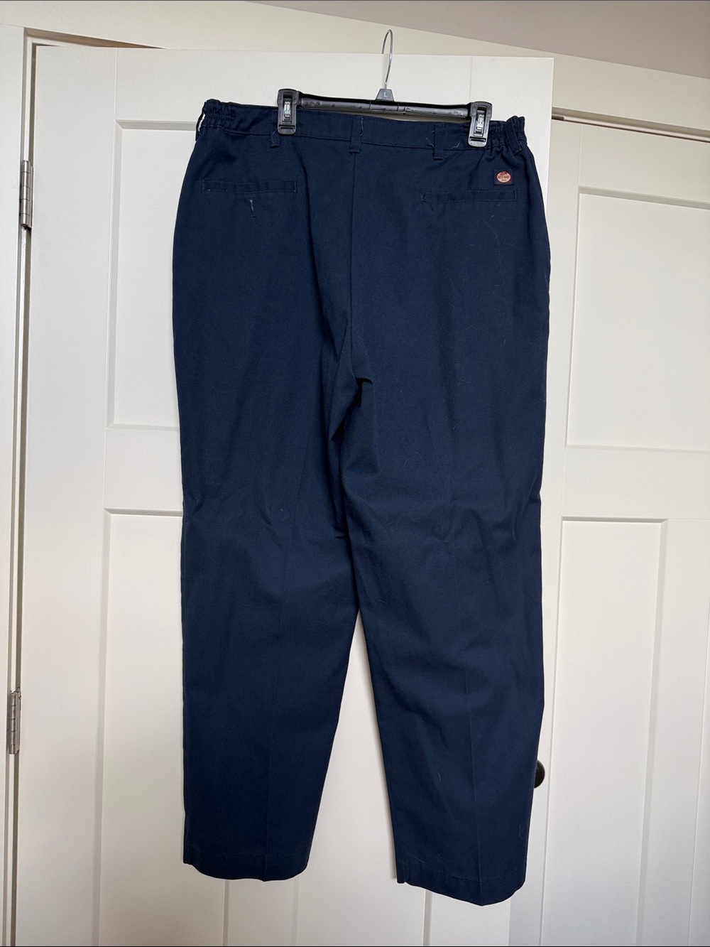 Men's Redkap Navy Work Straight-Leg Pants with elastic waist on sides - Picture 3 of 4